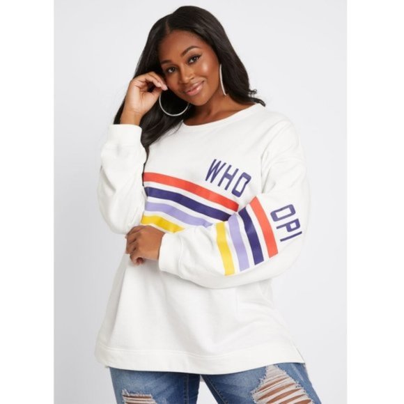 DUBGEE NWT White Graphic Print Pullover Sweater - Picture 2 of 13